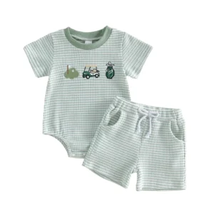 Baby Summer Romper Stripe Shorts 2 Pcs Outfit 0-18M