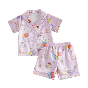 Toddler Girl Birthday Satin Sleepwear