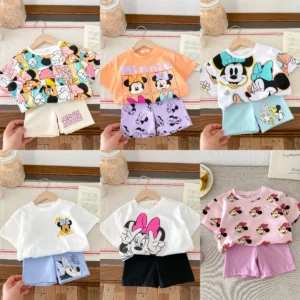 Toddler Girl Minnie T-shirts And Shorts 2pcs Set