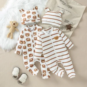 4Pcs Unisex Baby All Season Footed Romper Bodysuit
