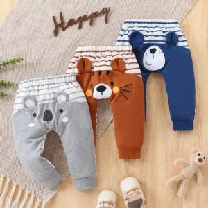 Infant and Toddler Animal Striped Pants, 3-Pack
