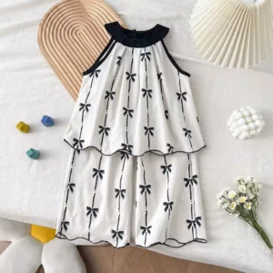 Girl Mosquito-Proof Top Wide Leg Pants 2 Piece Set