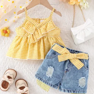 Baby Girls Clothing Set & Denim Shorts Set 2-6Y