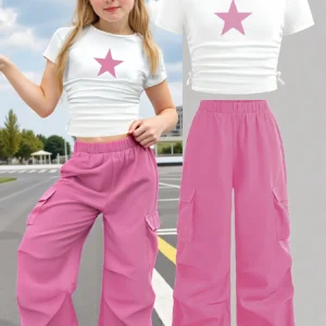 2-Piece Set: Star Short-Sleeve shirt wide leg pant