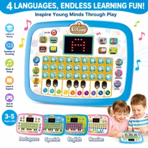English/Spanish/Russian/Portuguese Interactive Tablet for Kids 3-5,