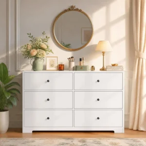 47 Inch 6 Drawer For Bedroom, Modern Wide Chest Of Drawers