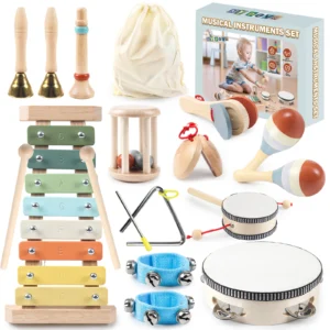 11 in 1 Toddler Musical Instruments,Wooden Percussion