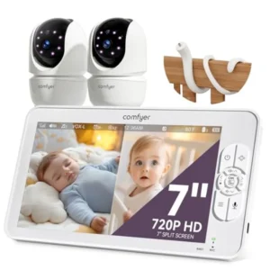 Baby monitor for 7 HD split-screen display with 2 cameras,