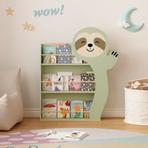 Orraves Sloth 3 Tiers, Wooden Nursery Bookshelf for Playroom,