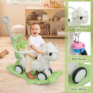2 in 1 Convertible Unicorn Rocking Horse for Toddlers